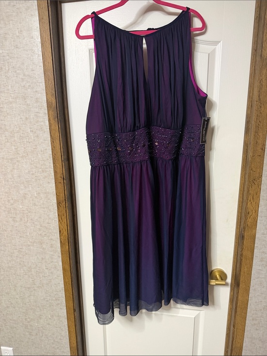 Jessica Howard Dresses & Skirts - Dark Purple Sleeveless Beaded Waist Cocktail Dress